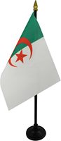 Drapeau de table Algérie AZ FLAG 2026, prix de gros, mini drapeau de bureau algérien 100% polyester 15 x 10 cm, lance dorée