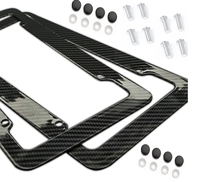 BOLONG Cadre de plaque d'immatriculation en fibre de carbone de qualité américaine, résistant aux intempéries, avec logo personnalisé imprimé, support de numéro de voiture