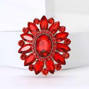 Broche de Lapela Barroco com Gema de Girassol, Vintage, Ornamentado, com Círculo Duplo e Strass Cravejados, para Vestido Formal de Banquete, Presente - Product Image 3