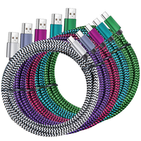 Câble de charge rapide et de données en nylon tressé et alliage d'aluminium Micro-USB Type-C de haute qualité, certifié CE, vente en gros d'usine (1m, 2m, 3m)