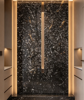 Grande dalle de marbre noir naturel Paia, polie, imperméable, durable, écologique, design moderne, garantie 1 an, pour escalier, hall, villa