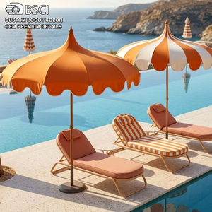 Nouvel Parasol de Terrasse Grande Taille Style Pagode Riviera Française à Franges Festonnées Protection UV 50+ Luxe Méditerranéen pour Hôtels, Complexes et Parcs - Product Image 1