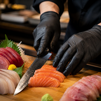 Gants en nitrile noirs jetables, résistants à l'eau, adaptés aux aliments, pour la cuisine industrielle, le laboratoire et le travail quotidien