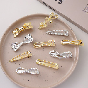 Pasadores de oro brillante de estilo americano europeo, pinza de pelo de Metal Irregular de moda elegante, pinza de pelo de aleación de oro plateado - Product Image 2