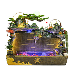Fontaine cascade artificielle Quanfangyuan avec aquarium, décoration paysagère intérieure et extérieure sur pied - Product Image 5