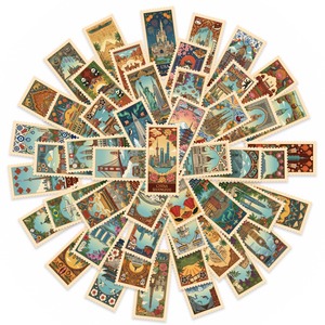 50 pegatinas de <span class=keywords><strong>vinilo</strong></span> vintage con escenas de ciudades emblemáticas del mundo, pegatinas impermeables para decoración de exteriores, pegatinas con mapa del mundo - Product Image 2