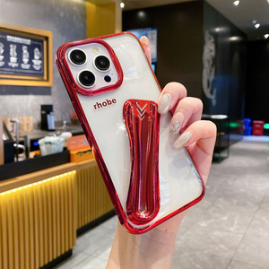 Custodia per iPhone 16 15 14 13 Pro Max <span class=keywords><strong>Hailey</strong></span> Bieber con porta rossetto/balsamo labbra, cover di lusso in TPU galvanizzato - Product Image 5
