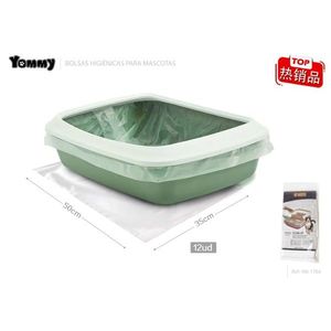Sacs poubelles pour litière pour chat Yommy 50x35cm 12 pièces pour l'hygiène des animaux de compagnie - Product Image 1