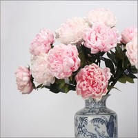 Bunga Peony PU Batang Tunggal Kualitas Tinggi Ukuran Besar, Sentuhan Asli Warna Putih Pink untuk Dekorasi Pernikahan, Rumah, dan Meja, Grosir