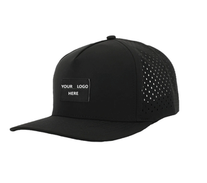 Casquette de baseball personnalisée à 5 panneaux imperméable avec logo en patch de caoutchouc, casquette de golf perforée découpée au laser avec porte-tee, casquette de golf perforée avec cordon - Product Image 1