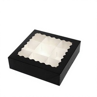 Boîtes à pâtisserie carrées en papier noir mat avec fenêtre, 10x10x2,5 pouces, 30 paquets pour boulangerie, pour beignets, commandes personnalisées acceptées