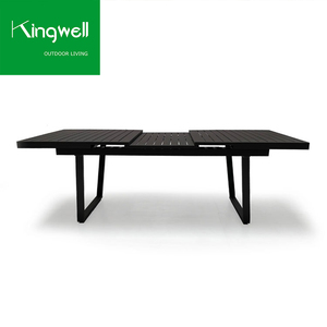 Ensemble de mobilier de jardin moderne pour patio, balcon, extérieur, cour et parc, comprenant chaise avec accoudoirs en aluminium et <span class=keywords><strong>teck</strong></span>, résistant à l'eau, et <span class=keywords><strong>table</strong></span> de repas pour 6 personnes - Product Image 6