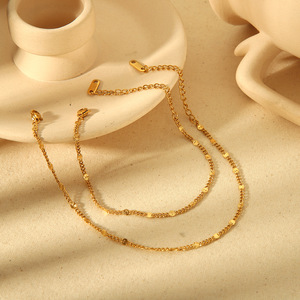 Stainless Steel Round <b>Anklet</b> Women's Jewelry Gift Fashion Simple Design 18K <b>Gold</b> Plated Geometric Style TA8030TB5076 - Product Image 2