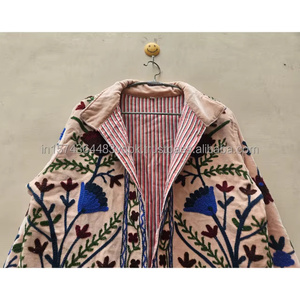 Vintage Style Suzani <b>Velvet</b> Embroidery Quilted Eco-Friendly Winter Artisanal Patterned <b>Jacket</b> with Floral Decoration - Product Image 6