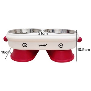 Niedliche Cartoon-Hunde- und Katzen-Futter- und Wassernäpfe aus Edelstahl, Doppel-Futterschüssel mit Rutschfester Basis für Welpen und Kätzchen - Product Image 4