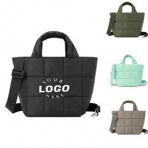 Sac fourre-tout matelassé pour femme avec logo personnalisé, en polyester imperméable, idéal pour le travail, la gym, les courses, avec bandoulière réglable - Product Image 1