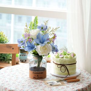 Bouquet de roses artificielles Shallow Shore, en mélange de fleurs, en plastique, mousse, fil métallique et tissu, faible entretien, pour décoration de mariage et de maison - Product Image 1