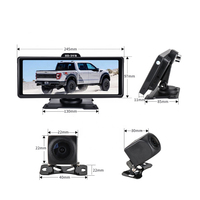 Carlover 10.26 Pouces CarPlay Auto Voiture DVR WiFi Caméra de Tableau de Bord Rétroviseur Enregistreur Vidéo