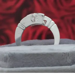 1,88 Ct D princesa blanca Moissanite anillo tensión conjunto princesa corte Moissanite solitario boda y anillo de compromiso - Product Image 3