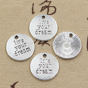 I piatti con ciondoli Color argento tibetano 20x20mm vivono i tuoi sogni gioielli antichi che realizzano oggetti fatti a mano fai da te - Product Image 3