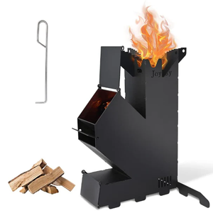 Estufa de Leña Vertical Moderna para Exteriores de 5KW, Calentador de Patio con Base con Ruedas y Estante para Jardín, Patio Trasero y Camping - Product Image 3