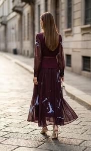 <span class=keywords><strong>Robe</strong></span> de Soirée Luxe XXL Printemps 2026 – Nouvelle Collection Femme, Imprimé Vintage, Ceinture, <span class=keywords><strong>Tulle</strong></span> Sexy, Patchwork, Longueur <span class=keywords><strong>Mi</strong></span>-Mollet, Rouge Vin et Noir - Product Image 3