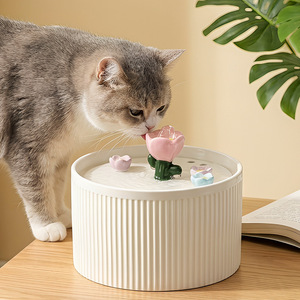 Distributeur d'eau en céramique pour chiens et chats, distributeur d'eau rond détachable à température constante pour animaux de compagnie - Product Image 2