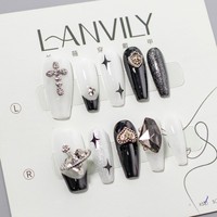 RONIKI Faux Ongles à Presser Prêts à l'Emploi, Installation Facile, Réutilisables, Ongles en Gel Adhésifs, Sans Lampe UV, Fournitures de Manucure DIY à Domicile