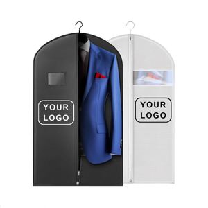 Brand New Non-woven Fabric Dust <b>Cover</b> with Transparent <b>Window</b> Foldable Suit <b>Cover</b> Custom Dust Bags Luxury Garment Bag with logo - Product Image 1
