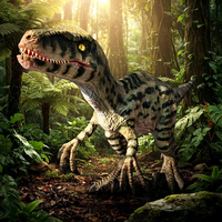 Statue de Velociraptor Animatronique Réaliste Personnalisable, Petit Dinosaure Mécanique pour Attraction Thème Dinosaures Intérieure et Extérieure