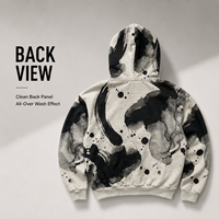 Sweat à capuche zippé en molleton français personnalisé, imprimé graphique éclaboussures d'encre noire sur toute la surface, logo brodé, streetwear, sweats à capuche et sweat-shirts pour hommes