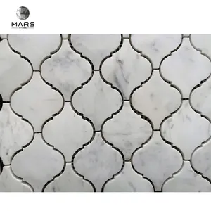 Ubin Mosaik Marmer Putih Bentuk Lentera Tidak Beraturan, Dekorasi Rumah Ubin Marmer Dinding Desain Modern