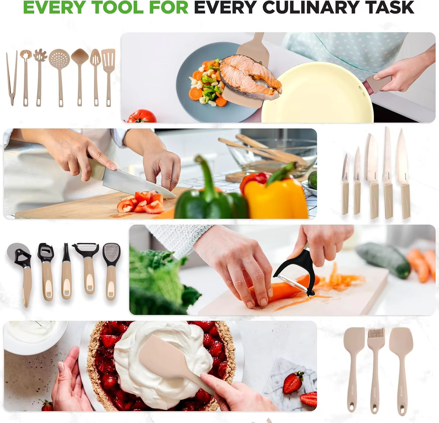 75-Piece Non-Stick Pots and Pans Set Carbon Steel Cookware Set with Bakeware Utensils Knife Set and Accessories · image 5