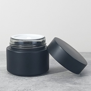 Luxury 1oz 2oz 30ml 50ml 100ml Custom Skin Care Cream Containers <b>Empty</b> Frosted Matte Black Glass Cosmetic <b>Jars</b> With Lids - Product Image 2