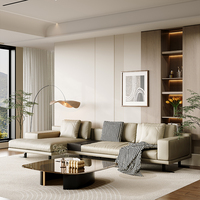 Canapé d'angle en cuir minimaliste moderne avec chaise longue, style italien, pour salon