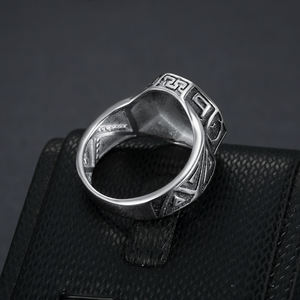 Anello islamico turco <span class=keywords><strong>Kayi</strong></span> da uomo in acciaio inossidabile lettera epossidica Y e coltelli con scritta Allah per abiti da fidanzamento o da festa - Product Image 4