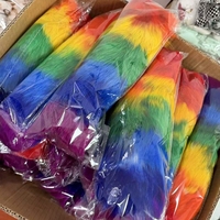 Nouvel Arrivage Porte-clés en fourrure de renard naturelle, grande taille 40 cm, queue de renard arc-en-ciel moelleuse et légère, breloque de sac à main
