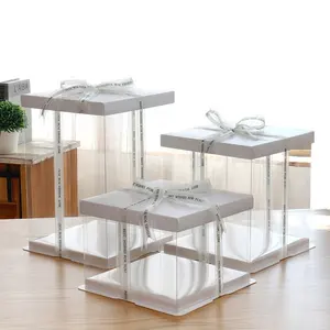 China Manufacturers Wholesale Custom Birthday And Wedding White Acrylic Plastic Transparent Clear Cake Box