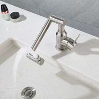 Robinet de lavabo pliable, télescopique et rotatif à poignée unique avec bras articulé, pour eau chaude et froide, cuisine et salle de bain