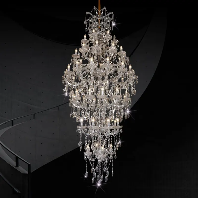 Candelabros de cristal K9 de lujo, lámpara china de escalera, el más Popular