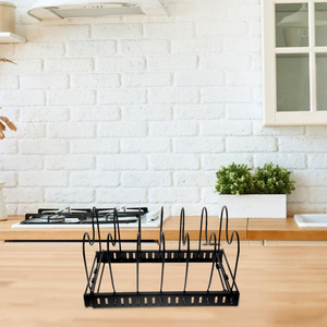 Support de rangement extensible pour ustensiles de cuisine, porte-couvercles réglables, support d'armoire, organisateur de casseroles et poêles de cuisine - Product Image 4