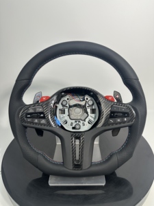 Volant sport en cuir Alcantara Nappa, fibre de carbone forgée, texture de cuir blanc personnalisée pour <span class=keywords><strong>BMW</strong></span> X <span class=keywords><strong>M</strong></span> Series F G Chassis - Product Image 1