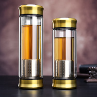 Gobelet à thé avec infuseur Tasse à thé de voyage en verre à double paroi avec filtre en acier inoxydable Bouteille de thé étanche avec passoire