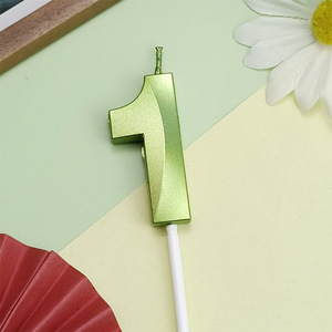 All'ingrosso fatto a mano verde 0-9 numeri di compleanno candele per feste di natale e feste regalo per adulti - Product Image 5
