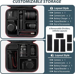 Étui pour appareil photo pour Canon EOS Rebel T7/T100/R50 <span class=keywords><strong>Mark</strong></span> II/R7/R8/90D <span class=keywords><strong>Mark</strong></span> IV, compatible avec <span class=keywords><strong>Sony</strong></span>, Nikon, contient un objectif et un trépied avec des séparateurs réglables - Product Image 5
