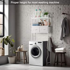 卫生间浴室收纳器后面的卫生间浴室搁板后面的三层卫生间储物柜，带织物抽屉 - Product Image 5