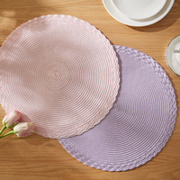 Set de table rond en PP tissé avec bordure tressée double couche pour la décoration de table de mariage et de salle à manger à domicile