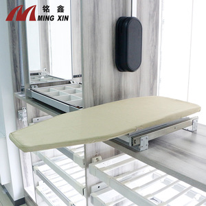 Tabla de Planchar Ming Xin de Aluminio Rectangular, Plegable, para Armario, con Tela de Madera de Hierro, Color Beige - Product Image 2