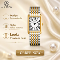 Montre vintage pour femme, bracelet en acier inoxydable, logo personnalisé, cadran unique, classique, or, petite montre rectangulaire à bracelet