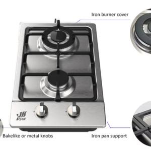 Cuisinière à gaz Ksun à haute efficacité, économique en énergie, durable, en acier inoxydable, étanche, 2 brûleurs, avec garantie d'un an - Product Image 3